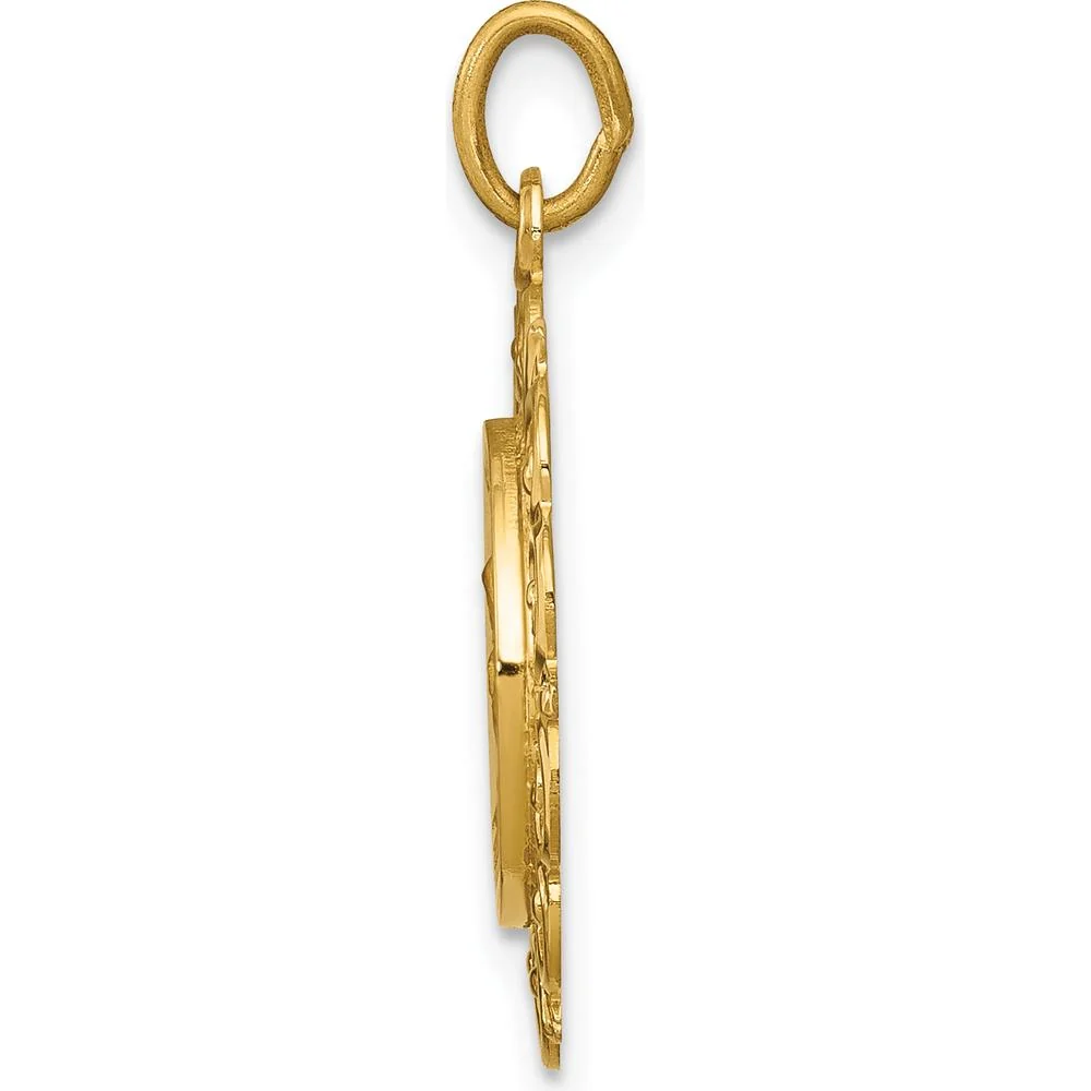 14K Yellow Gold Saint Anne Medal Pendant with Satin and Polished Finish - 24.5mm Length by Oro Pregiato - Image 2