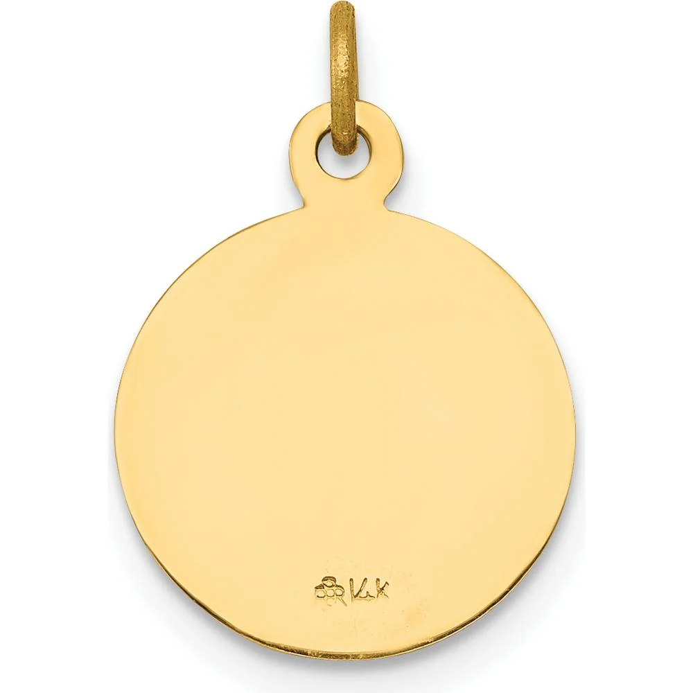 14K Yellow Gold Saint Joseph Round Medal Pendant - Solid Polished Finish by Oro Pregiato - Image 4