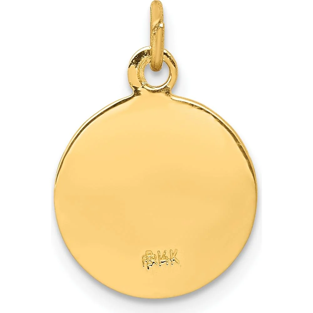 14K Yellow Gold Saint Martha Medal Round Pendant with Polished and Satin Finish - Religious Faith Charm by Oro Pregiato - Image 4