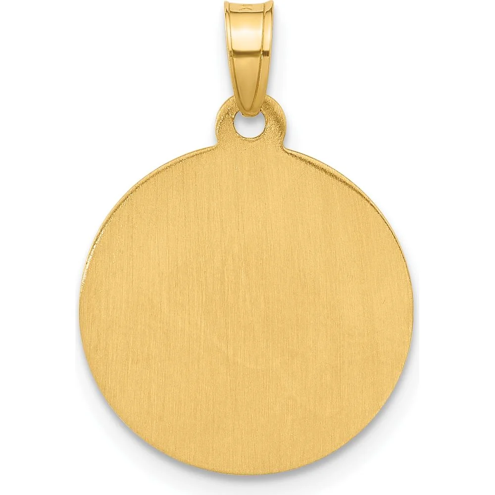 14K Yellow Gold Satin Finish Guardian Angel Medal Pendant with Rhodium Accents by Oro Pregiato - Image 3