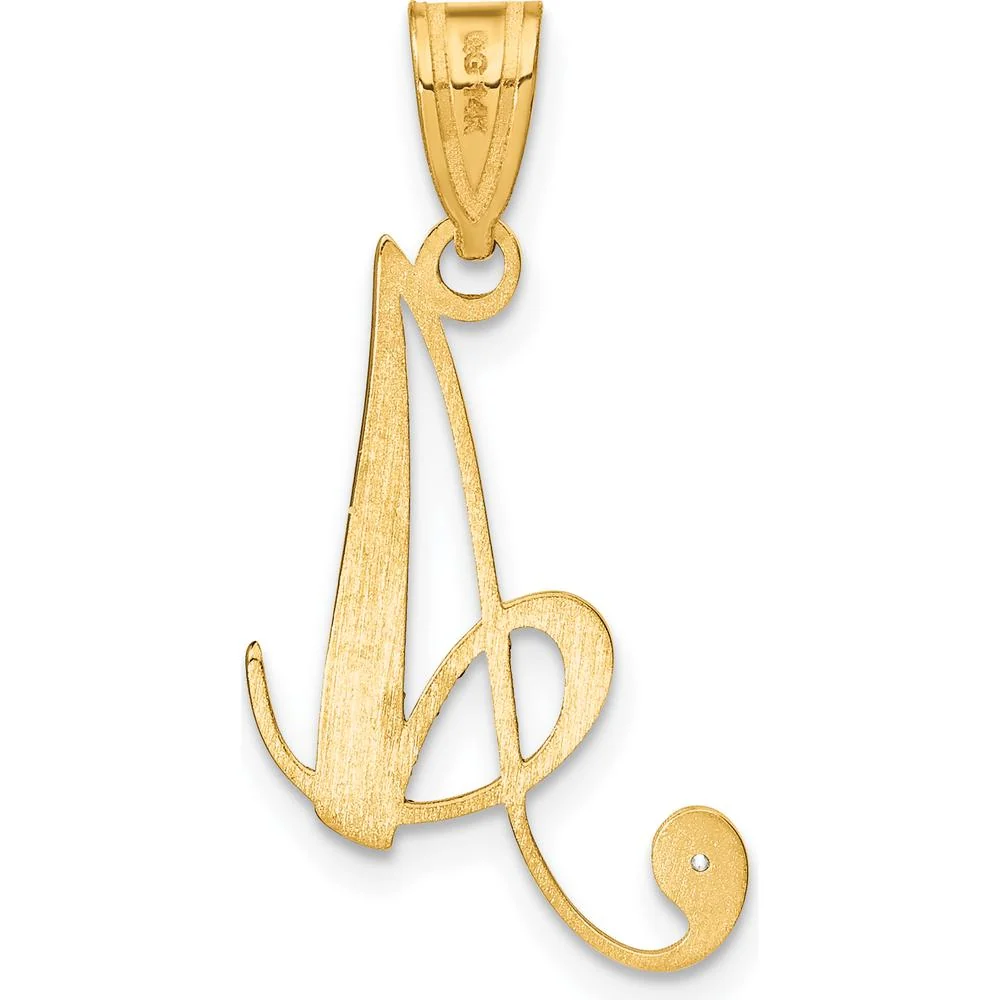 14K Yellow Gold Script Letter A Initial Pendant with Diamond - 0.01 Carat Diamond by Oro Pregiato - Image 3
