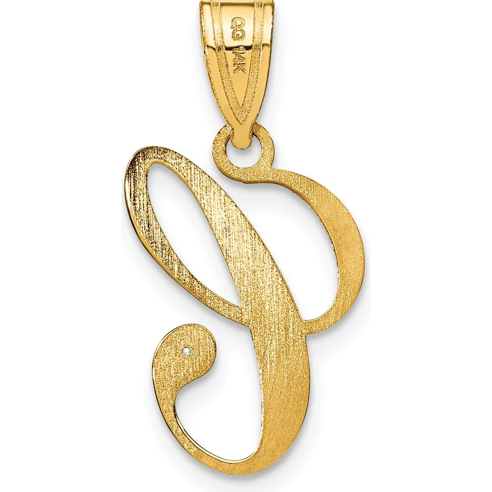 14K Yellow Gold Script Letter C Initial Pendant with Diamond - 0.01 Carat Total Diamond Weight by Oro Pregiato - Image 3