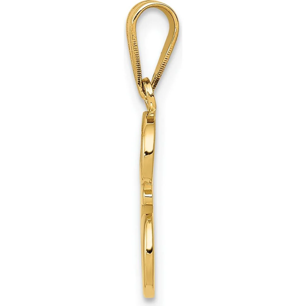 14K Yellow Gold Script Letter E Initial Pendant - Polished Laser-Cut Design by Oro Pregiato - Image 2