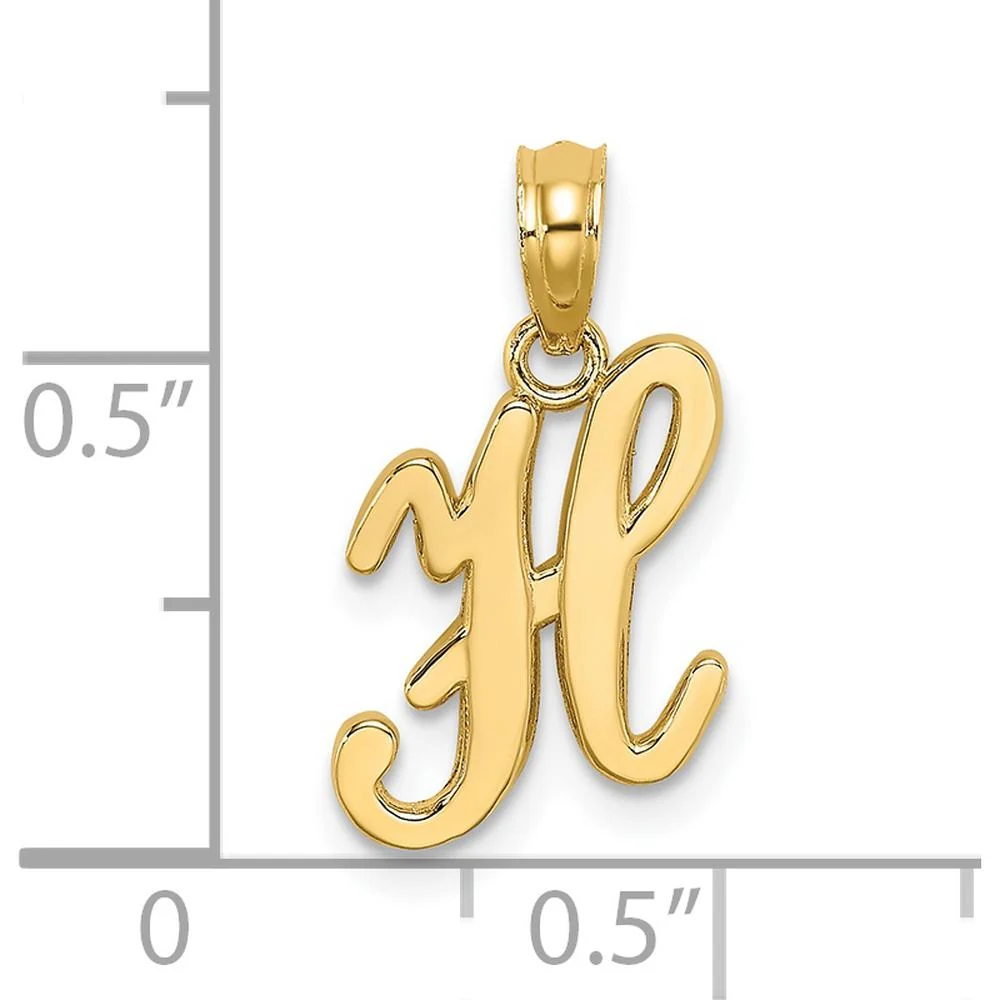 14K Yellow Gold Script Letter H Initial Pendant - Polished Finish by Oro Pregiato - Image 3