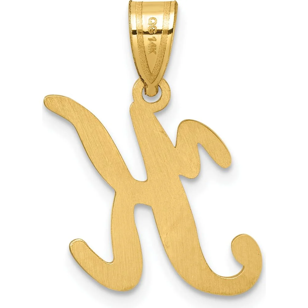 14K Yellow Gold Script Letter K Initial Pendant - Polished Finish with Satin Back by Oro Pregiato - Image 3