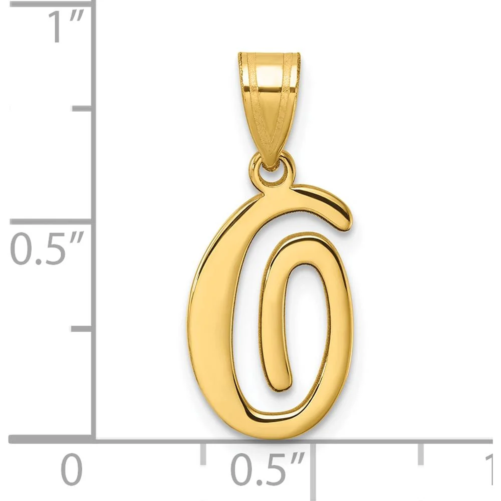 14K Yellow Gold Script Letter O Initial Pendant - Polished Finish by Oro Pregiato - Image 4