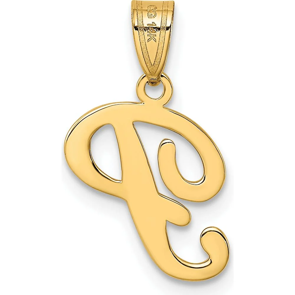 14K Yellow Gold Script Letter P Initial Pendant - Polished Finish by Oro Pregiato - Image 3