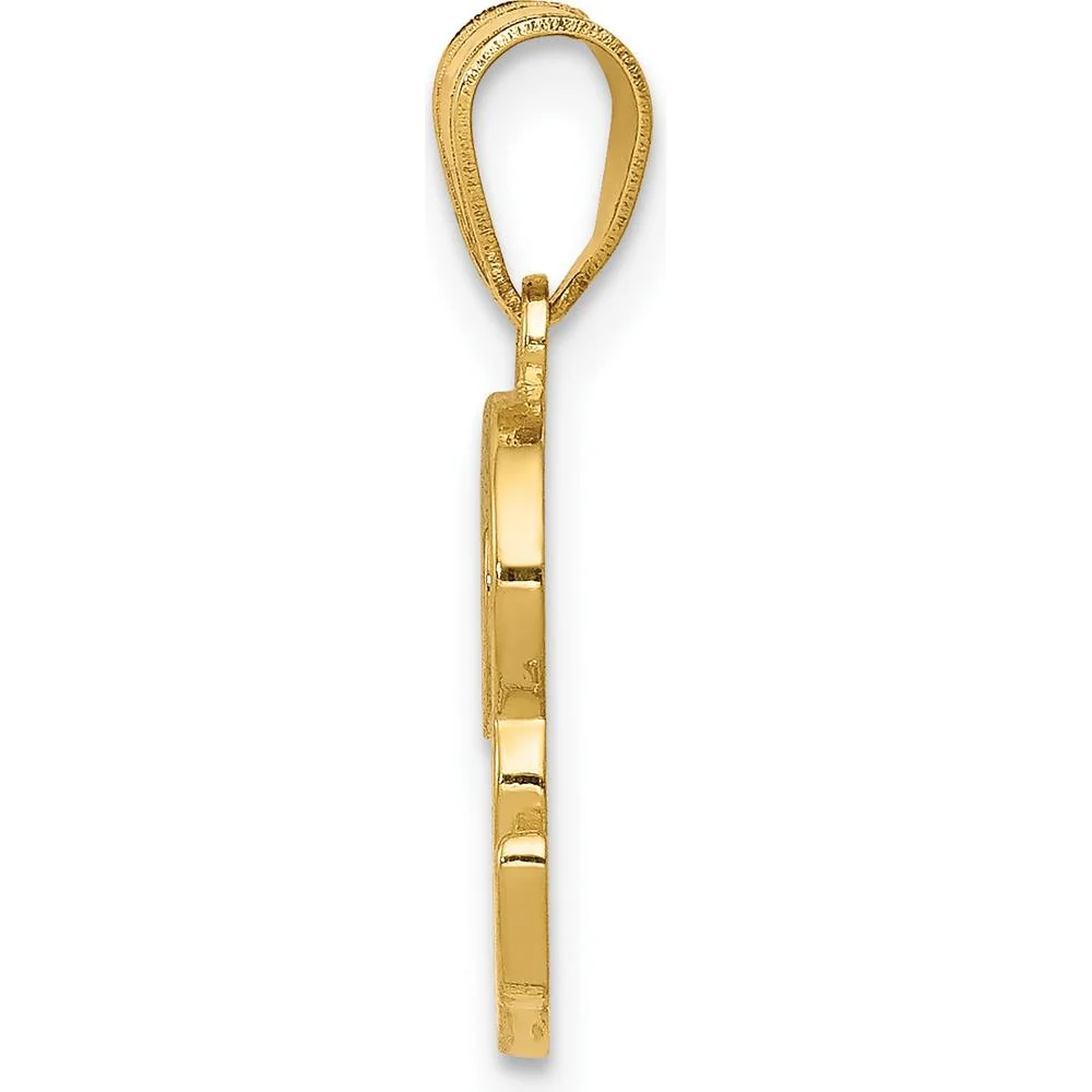 14K Yellow Gold Script Letter R Initial Pendant - Medium Size, Polished Finish by Oro Pregiato - Image 2