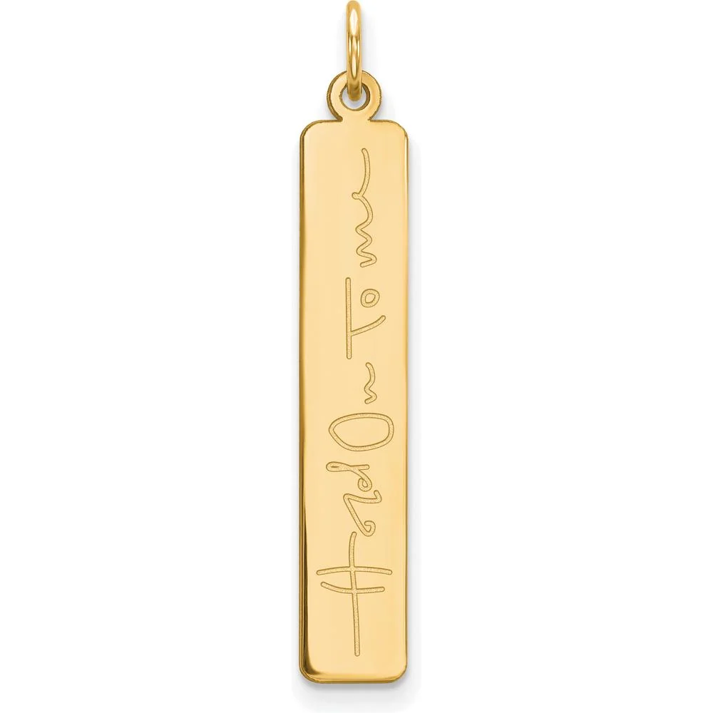 14K Yellow Gold Signature Bar Pendant - Customizable Personal Message by Oro Pregiato