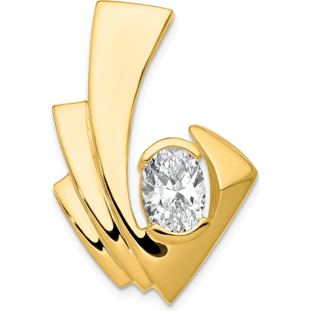 14K Yellow Gold Slide Mounting for 9x7mm Oval Stone - Fits 6mm Regular/8mm Fancy Omega Chain by Oro Pregiato - Image 3