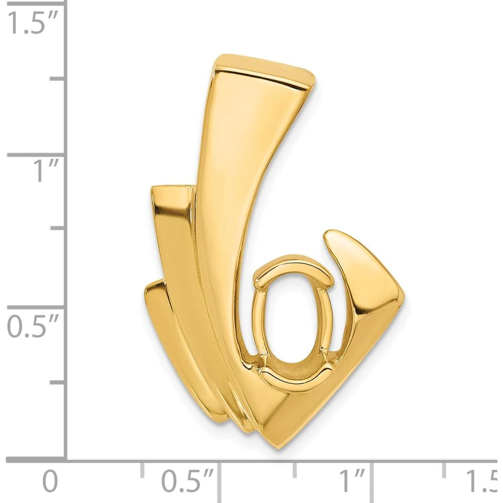 14K Yellow Gold Slide Mounting for 9x7mm Oval Stone - Fits 6mm Regular/8mm Fancy Omega Chain by Oro Pregiato - Image 4