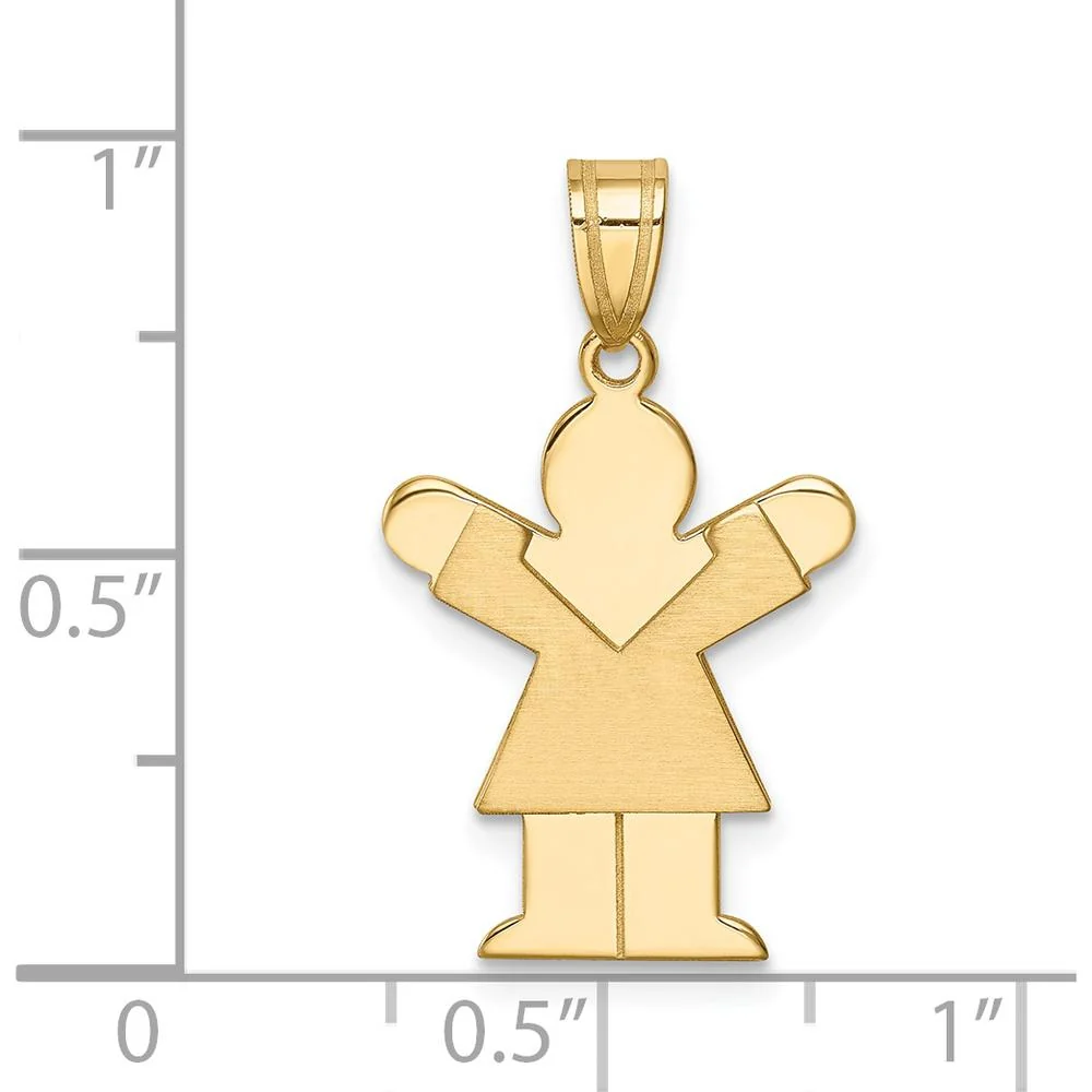 14K Yellow Gold Small Girl Engravable Love Charm - Satin Finish by Oro Pregiato - Image 3