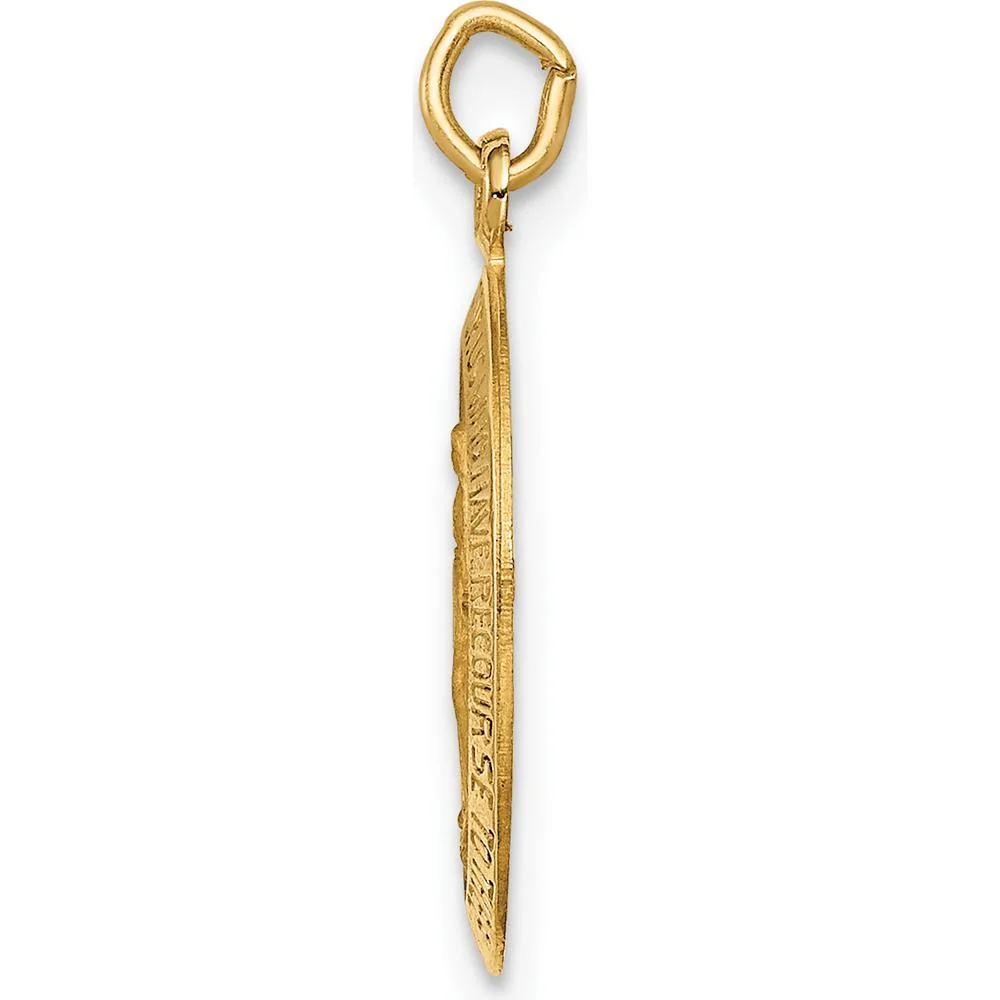 14K Yellow Gold Small Miraculous Medal Oval Charm with Satin Finish - Polished Religious Pendant by Oro Pregiato - Image 2