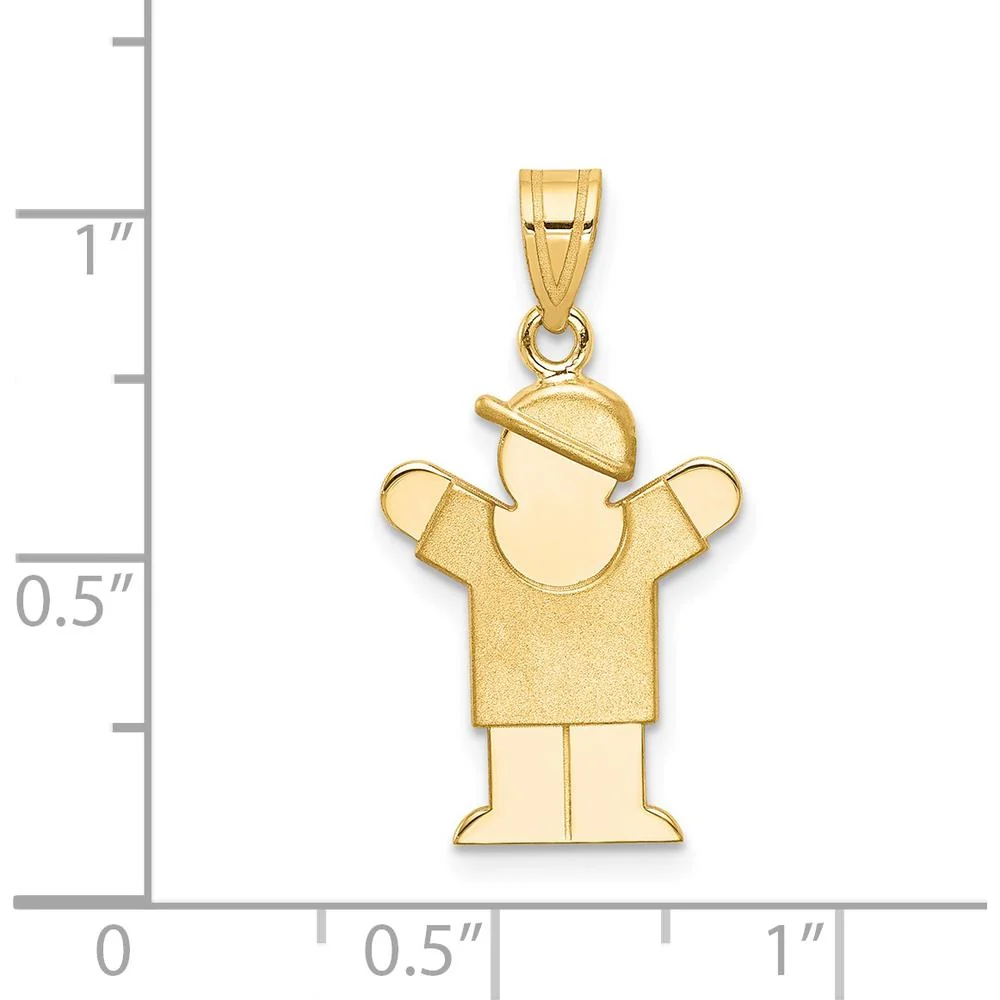 14K Yellow Gold Solid Boy with Hat Engravable Love Charm - 25mm Height, 15mm Width by Oro Pregiato - Image 3