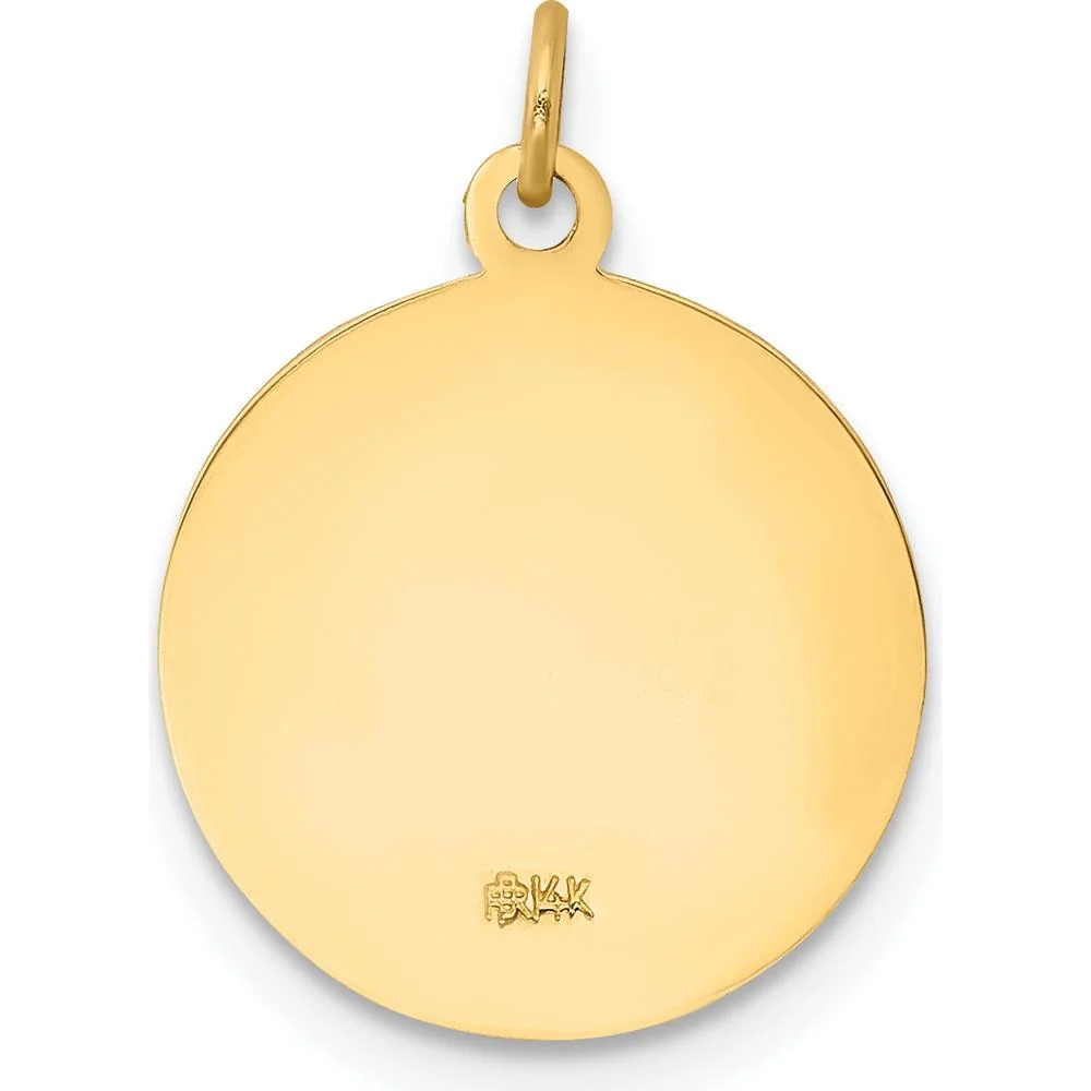 14K Yellow Gold Solid First Holy Communion Medal Round Pendant - 20mm Length by Oro Pregiato - Image 3