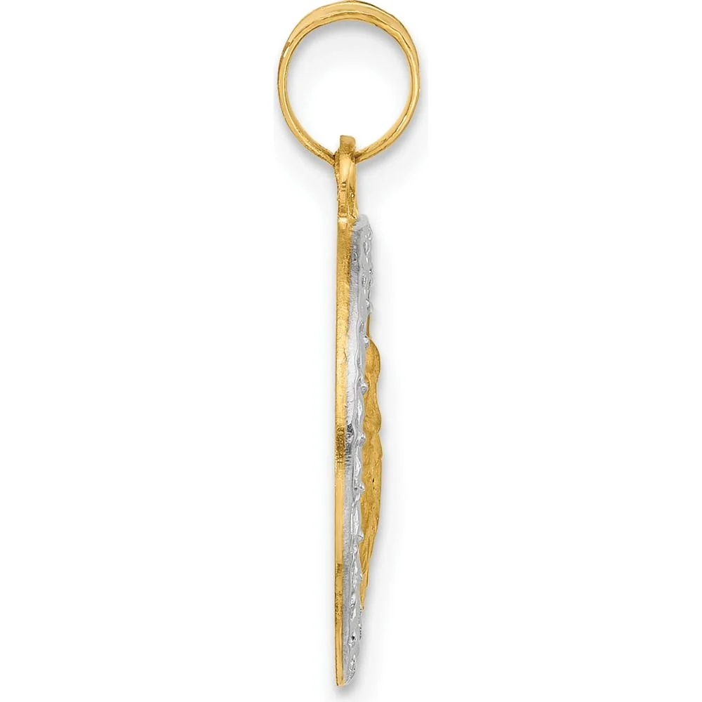 14K Yellow Gold St. Anthony Medal Pendant with Rhodium Accents and Satin Finish - 21.5mm by Oro Pregiato - Image 2