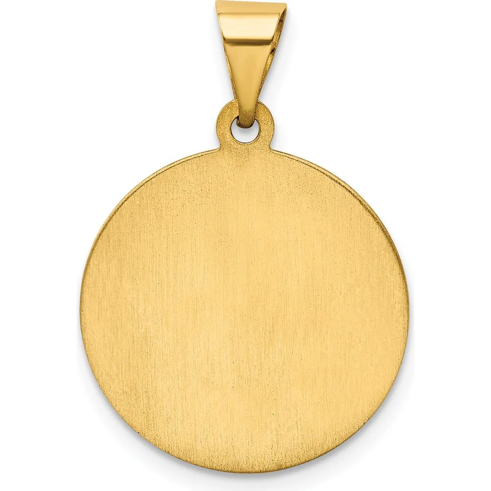 14K Yellow Gold St. Christopher Medal Round Pendant with Polished and Satin Finish - Hollow Design by Oro Pregiato - Image 4