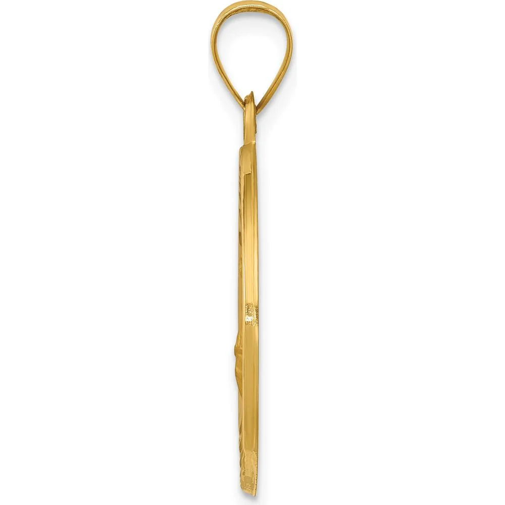 14K Yellow Gold St. Florian Medal Round Pendant with Polished and Satin Finish - Meaningful Protection Symbol by Oro Pregiato - Image 2