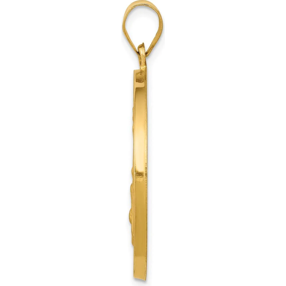 14K Yellow Gold St. Joseph Medal Pendant with Polished and Satin Finish - Hollow Design by Oro Pregiato - Image 2