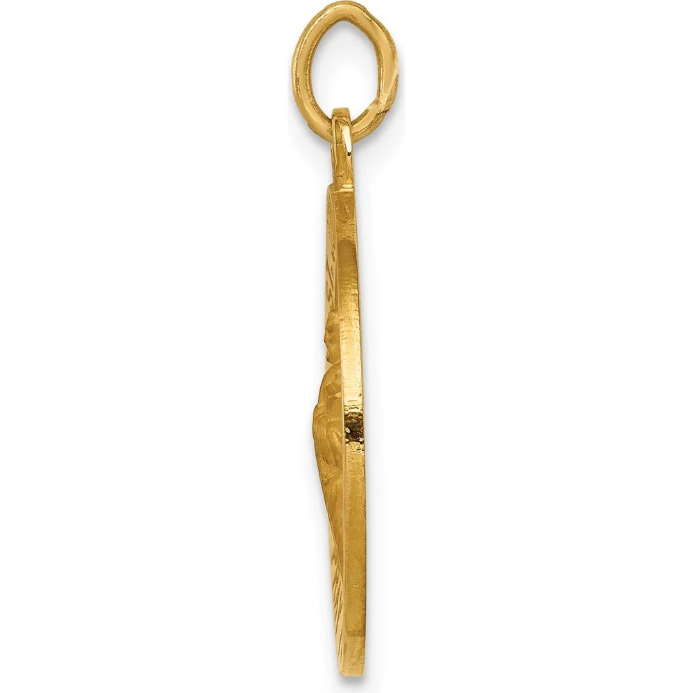 14K Yellow Gold St. Jude Thaddeus Polished and Satin Round Pendant by Oro Pregiato - Image 2