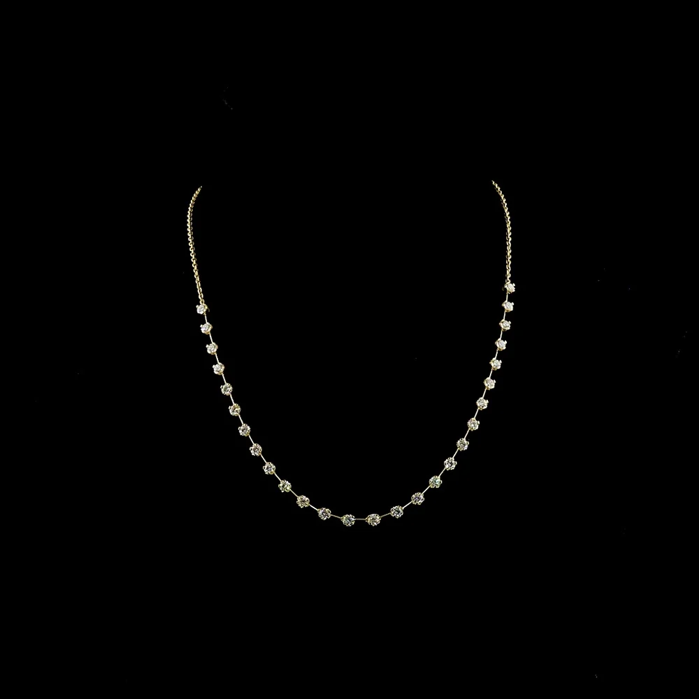 14K Yellow Gold Station Necklace with 27 U-Prong Set Round Lab Grown Diamonds - 3.20 Carat Total Weight, E-F Color, VS Clarity - Covaloro Fine Jewelry