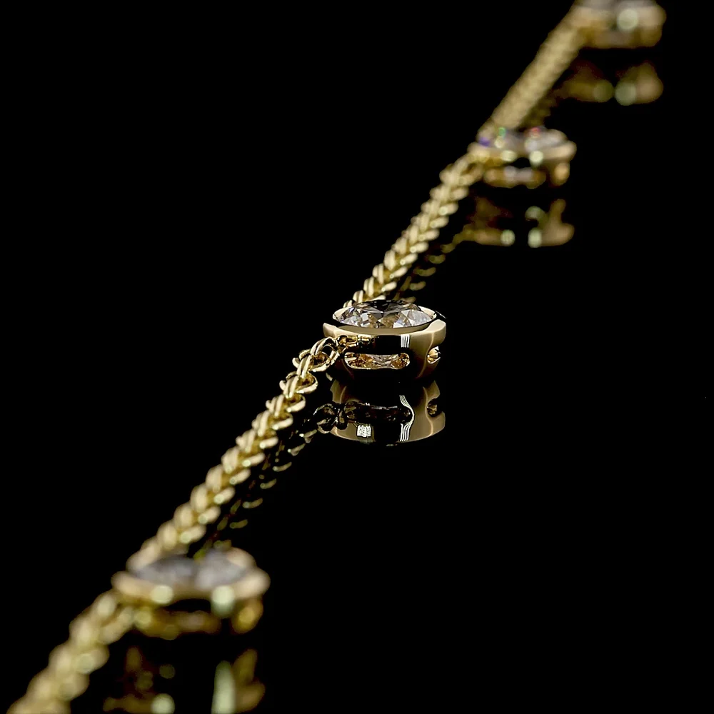 14K Yellow Gold Station Necklace with 7 Bezel-Set Round Lab Diamonds - 2.81 Carat Total Weight, E-F Color VS1 Clarity - Covaloro Fine Jewelry - Image 4