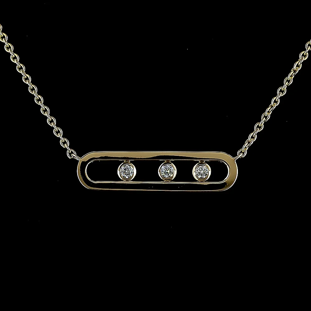 14K Yellow Gold Station Necklace with Bezel Set Round Lab Diamonds - 0.42 Total Carat Weight - Covaloro Fine Jewelry - Image 2