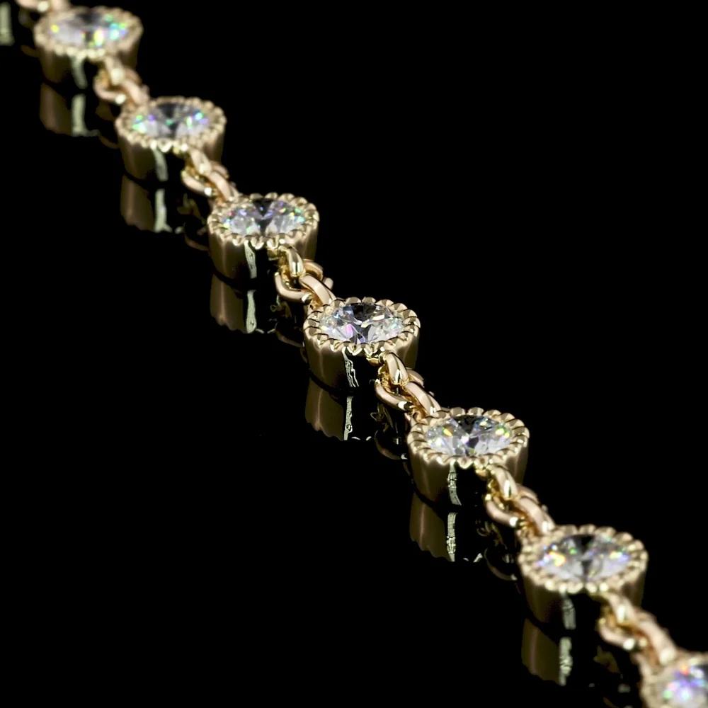 14K Yellow Gold Station Necklace with Bezel Set Round Lab Diamonds - 5.88 Carat Total Weight, 50 Stones - Covaloro Fine Jewelry - Image 4