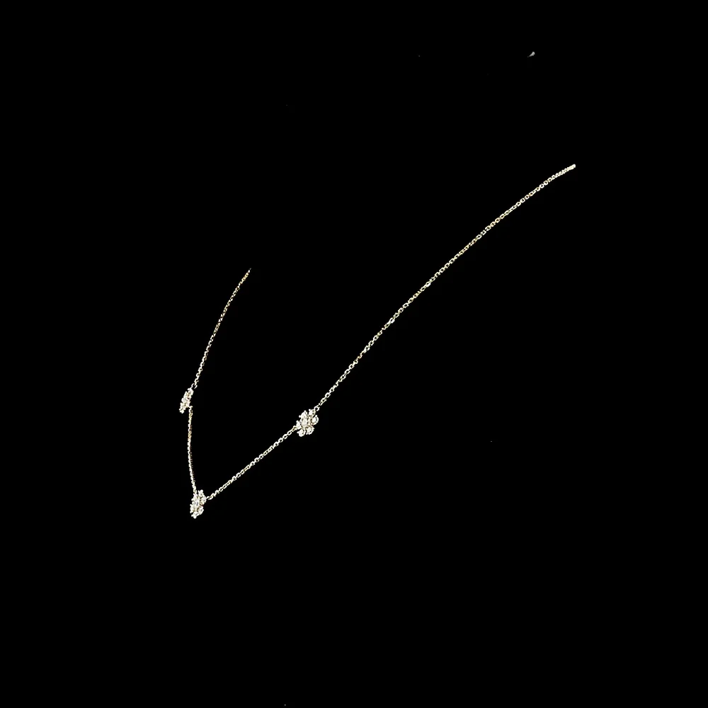 14K Yellow Gold Station Necklace with Floral Motif Brilliant Cut Lab Diamonds - 1.17 Carat Total Weight, E-F Color, VS Clarity - Covaloro Fine Jewelry - Image 3