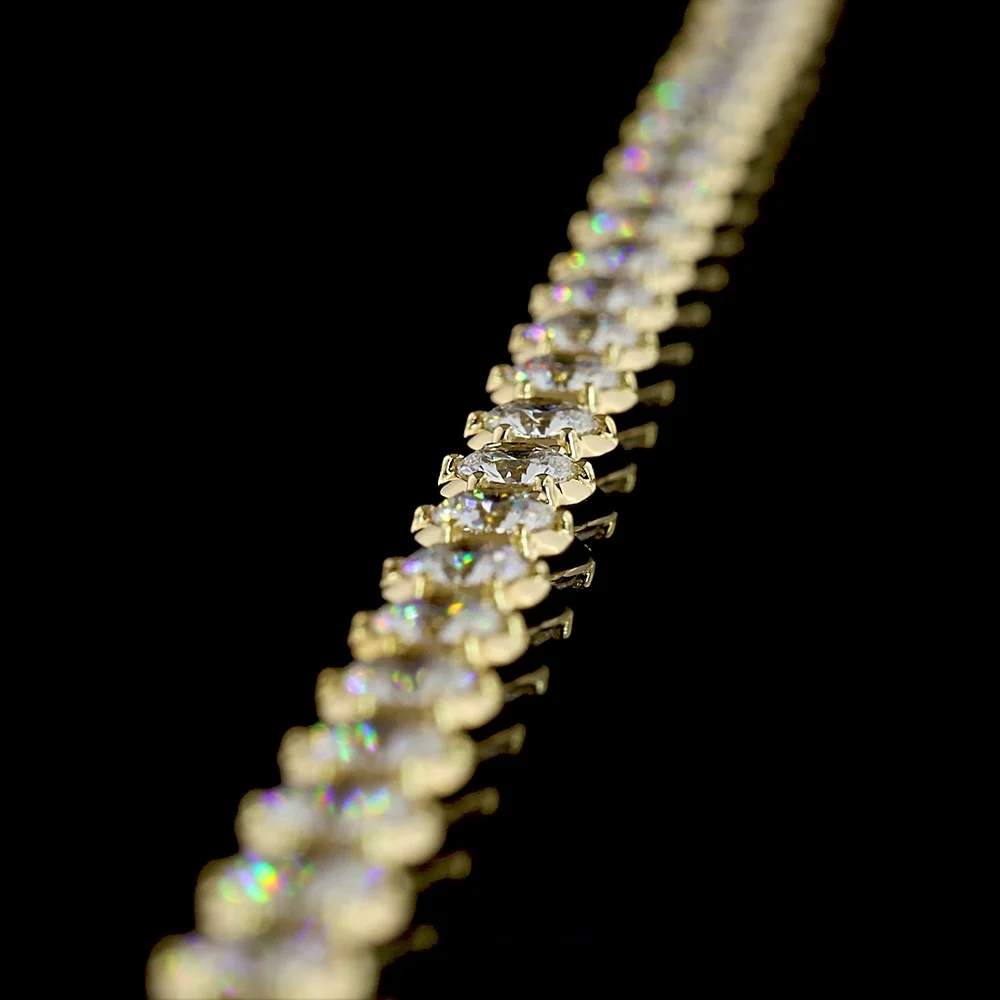 14K Yellow Gold Station Necklace with Round Brilliant Cut Lab Diamonds - 10.44 Carat Total Weight, E-F VS1 Clarity - Covaloro Fine Jewelry - Image 4
