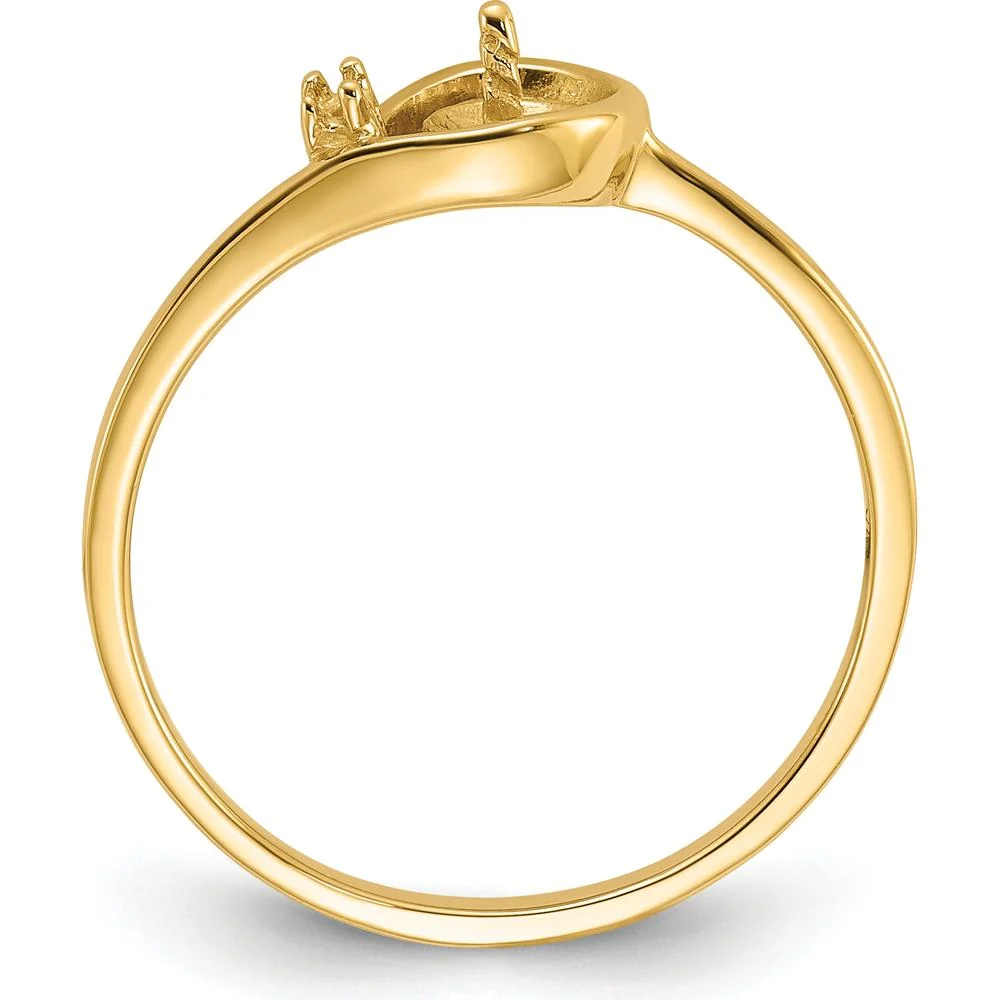 14K Yellow Gold Swirl Ring Mounting for Diamond or Pearl - Polished Finish - Size 6 by Monteluci Fine Jewelry - Image 2
