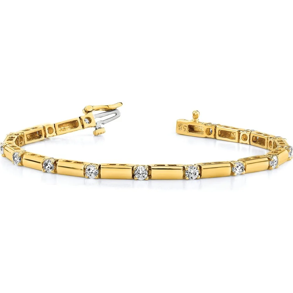 14K Yellow Gold Tennis Bracelet with 15 Round Diamonds - 2.1 Carat Total Diamond Weight by Monteluci Fine Jewelry - Image 3