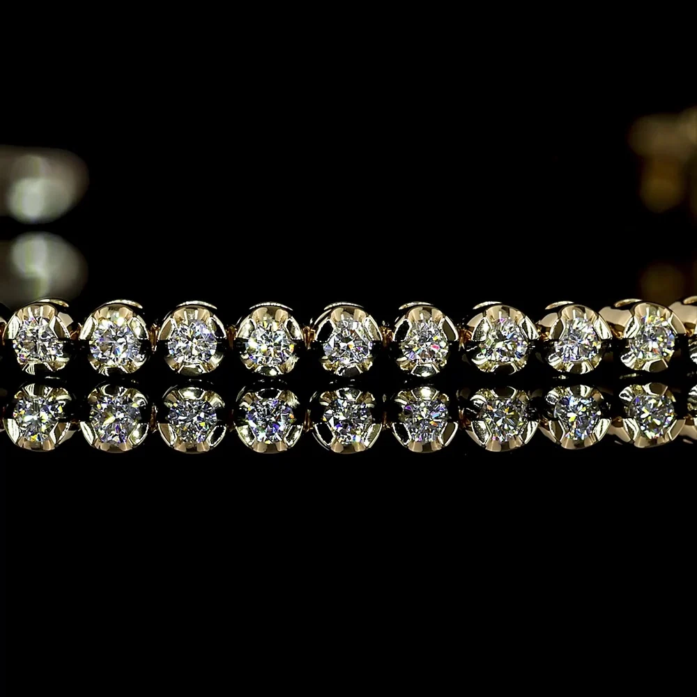 14K Yellow Gold Tennis Bracelet with 83 Bezel-Prong Set Round Lab Diamonds - 1.14 Carats Total Diamond Weight - Covaloro Fine Jewelry - Image 2