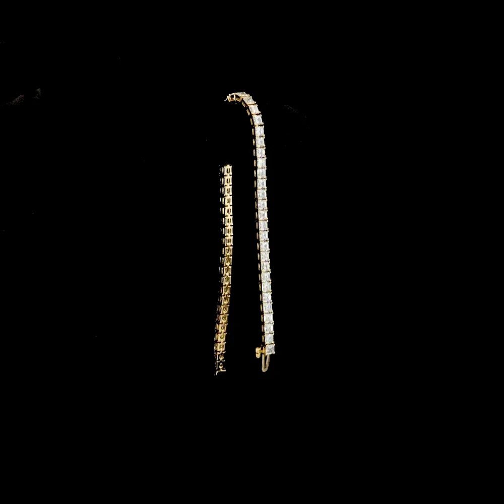 14K Yellow Gold Tennis Bracelet with Asscher Cut Lab Diamonds - 6.91 Carat Total Weight, 58 Stones (E-F Color, VS Clarity) - Covaloro Fine Jewelry - Image 3