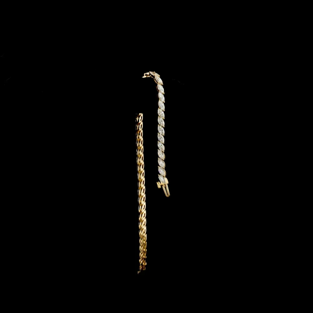 14K Yellow Gold Tennis Bracelet with Inclined Prong Set Marquise Cut Lab Diamonds - 6.88 Carat Total Weight (E-F Color, VS Clarity) - Covaloro Fine Jewelry - Image 3