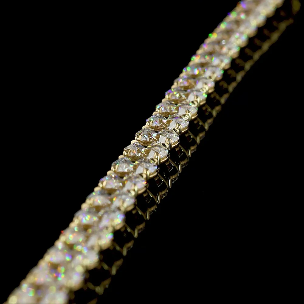 14K Yellow Gold Tennis Bracelet with Prong Set Round and Marquise Lab Diamonds - 15.24 Carats Total Diamond Weight - Covaloro Fine Jewelry - Image 3