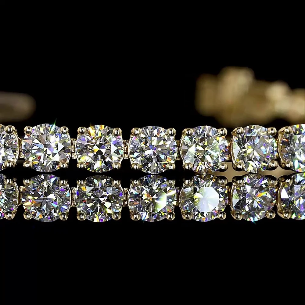 14K Yellow Gold Tennis Bracelet with Round and Marquise Cut Lab Diamonds - 6.62 Carat Total Diamond Weight - Covaloro Fine Jewelry - Image 2