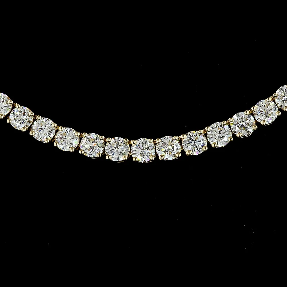 14K Yellow Gold Tennis Necklace with 153 Round Brilliant Lab Diamonds - 9.64 Carat Total Weight, E-F Color VS1 Clarity - Covaloro Fine Jewelry - Image 2