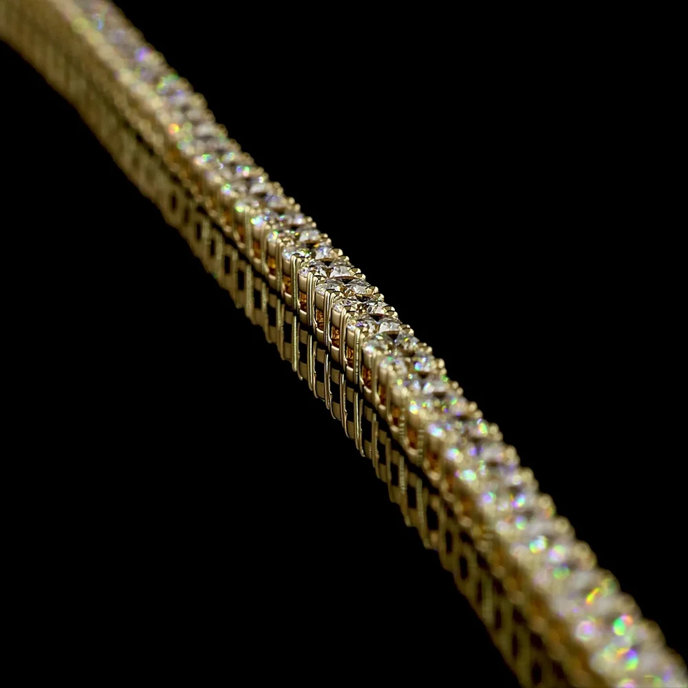 14K Yellow Gold Tennis Necklace with 153 Round Brilliant Lab Diamonds - 9.64 Carat Total Weight, E-F Color VS1 Clarity - Covaloro Fine Jewelry - Image 3