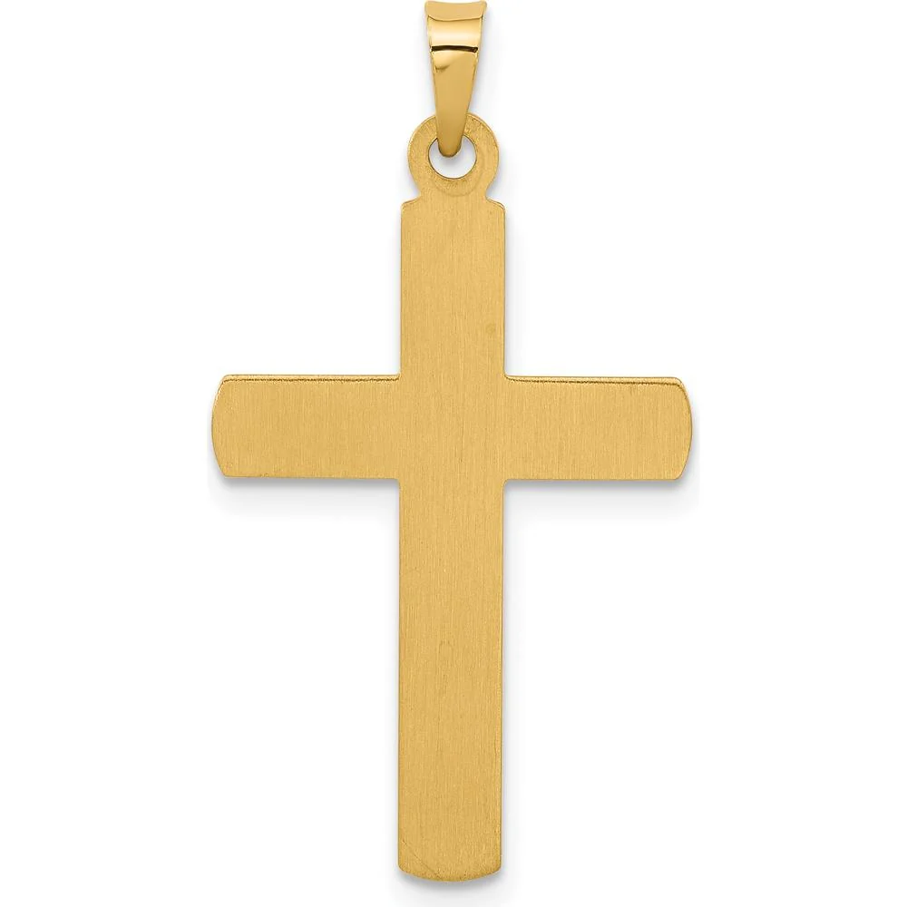 14K Yellow Gold Textured Hollow Latin Cross Pendant by Oro Pregiato - Image 3