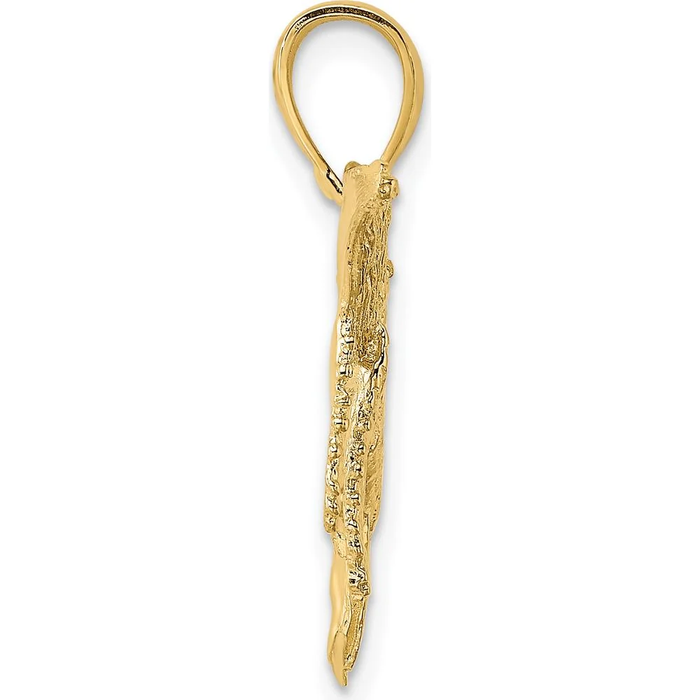14K Yellow Gold Textured Humpback Whale Pendant - Unique Ocean-Inspired Design by Oro Pregiato - Image 2