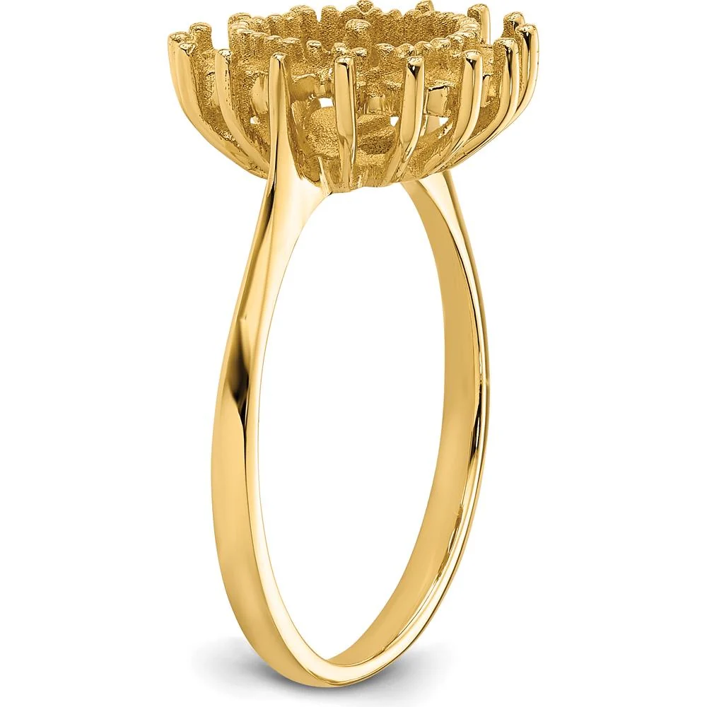14K Yellow Gold Textured Sunburst Motif Ring - Size 6 by Oro Pregiato - Image 4