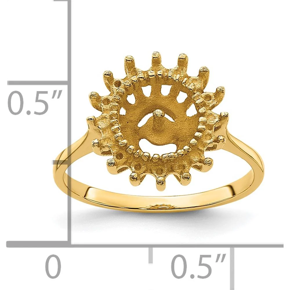 14K Yellow Gold Textured Sunburst Motif Ring - Size 6 by Oro Pregiato - Image 5