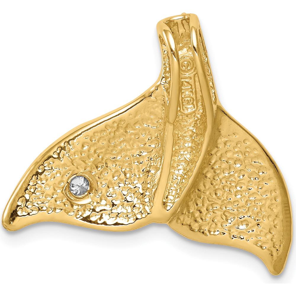 14K Yellow Gold Whale Tail Pendant with Diamond Accent - 0.04 Carat Diamond by Oro Pregiato - Image 3