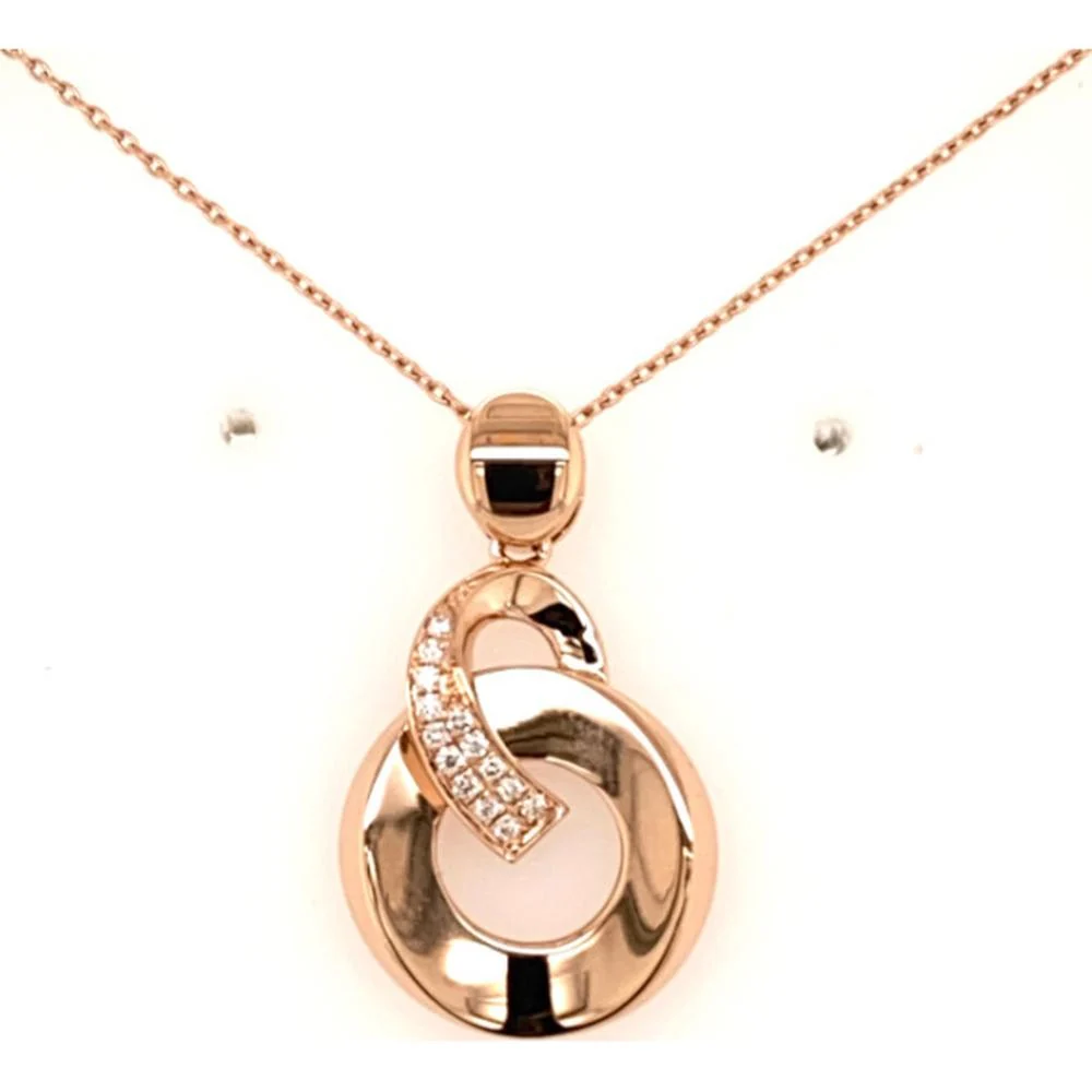 18K Rose Gold Open Circle Pendant Necklace with Diamond Accents by Afarin