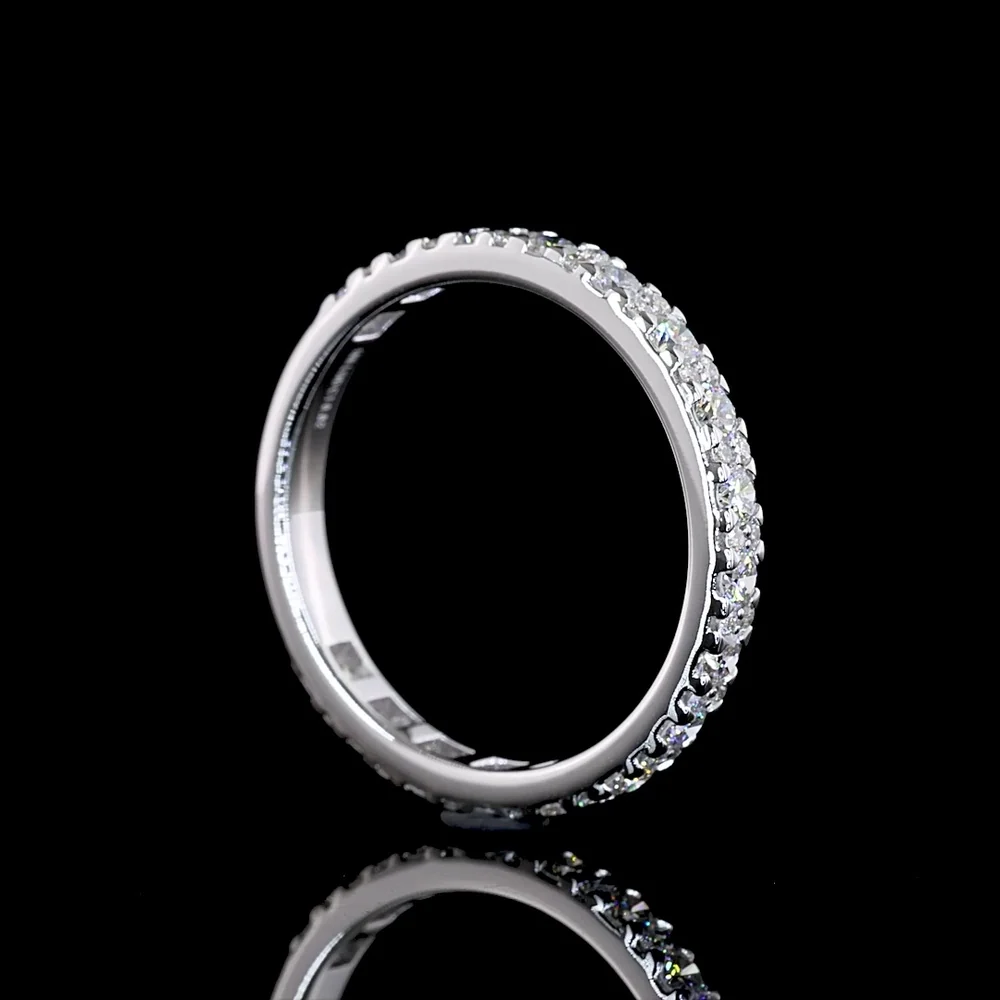 18K White Gold 3/4 Eternity Band with 49 Pave Set Round Lab Diamonds - 0.82 Carat Total Weight, E-F Color VS Clarity - Covaloro Fine Jewelry - Image 3