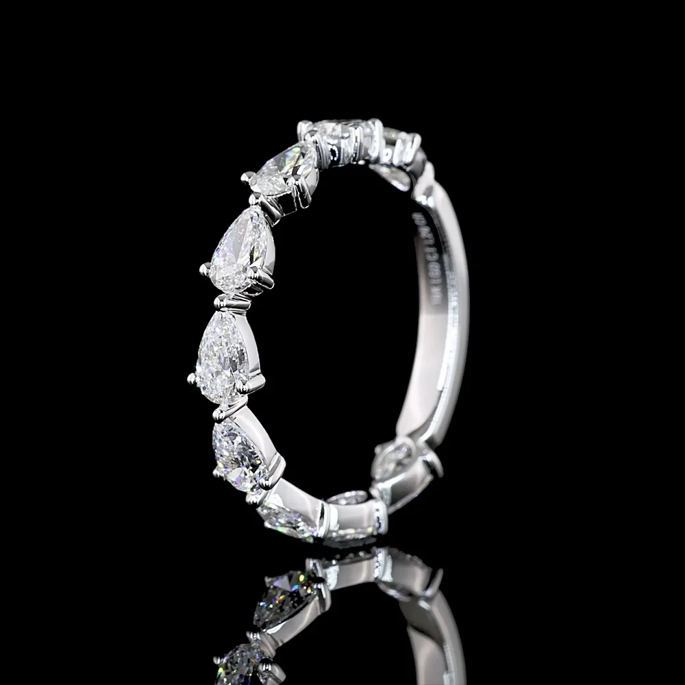18K White Gold 3/4 Eternity Band with East-West Pear Cut Lab Diamonds - 1.20 Carats Total Diamond Weight, E-F Color VS1 Clarity - Covaloro Fine Jewelry - Image 4