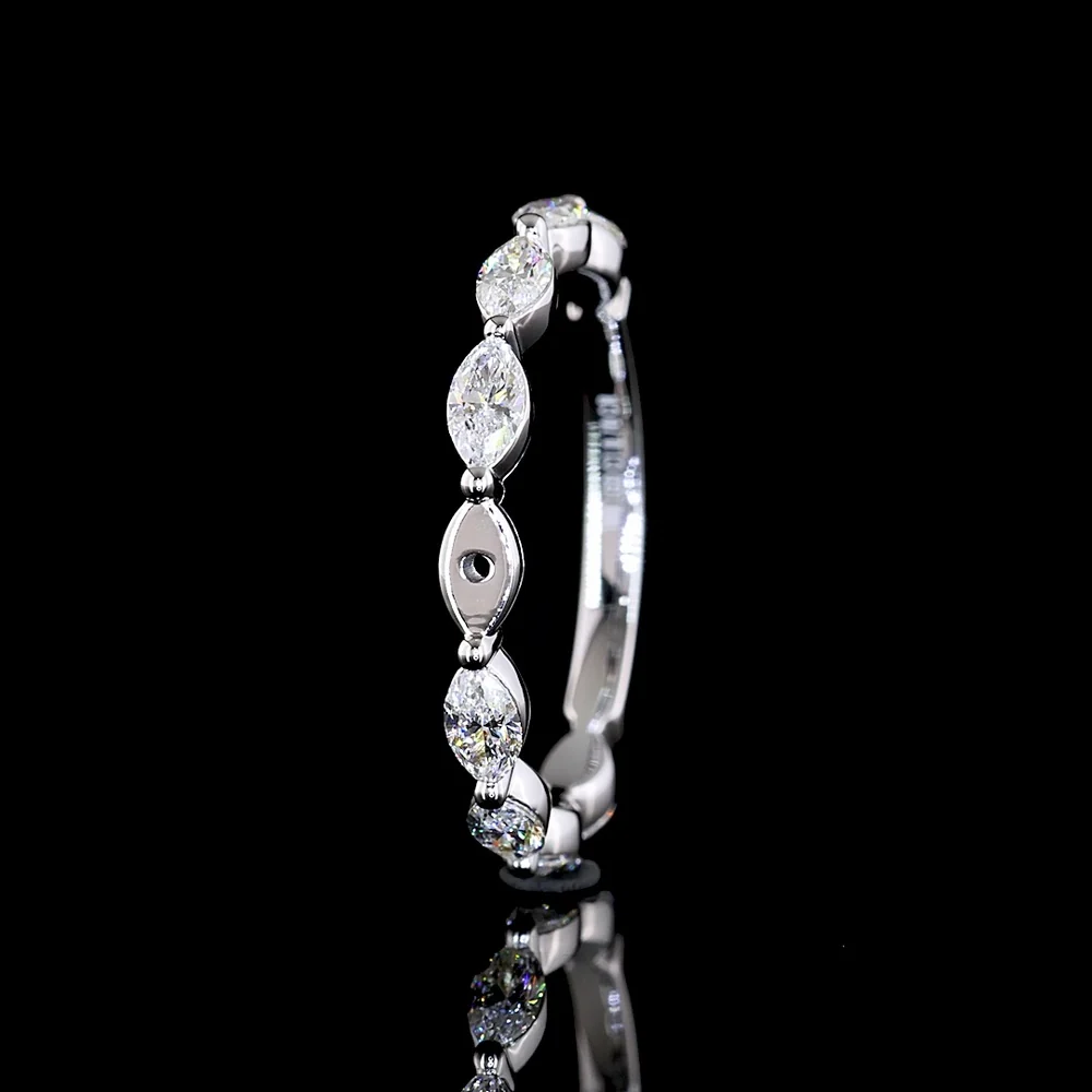 18K White Gold 3/4 Eternity Band with East-West Set Marquise Lab Diamonds - 0.70 Carats Total Diamond Weight - Covaloro Fine Jewelry - Image 4