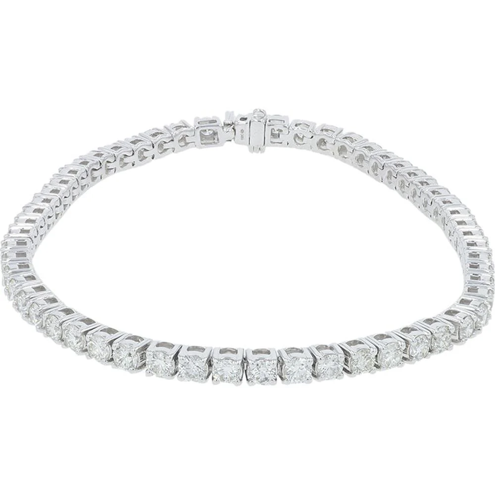 18K White Gold 5 Carat Total Weight Diamond Tennis Bracelet - Prong Set Round Diamonds - Image 2