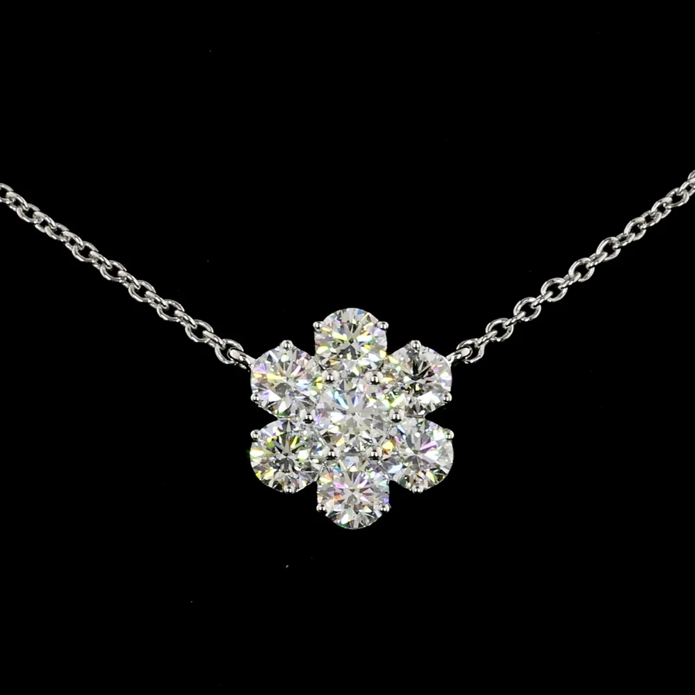 18K White Gold 5-Station Necklace with Round Brilliant Lab Diamonds - 4.91 Carat Total Weight, E-F Color, VS1 Clarity - Covaloro Fine Jewelry - Image 2
